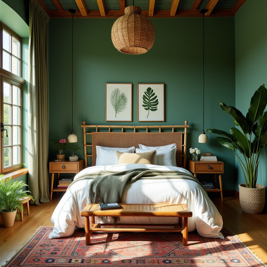 green boho bedroom 4