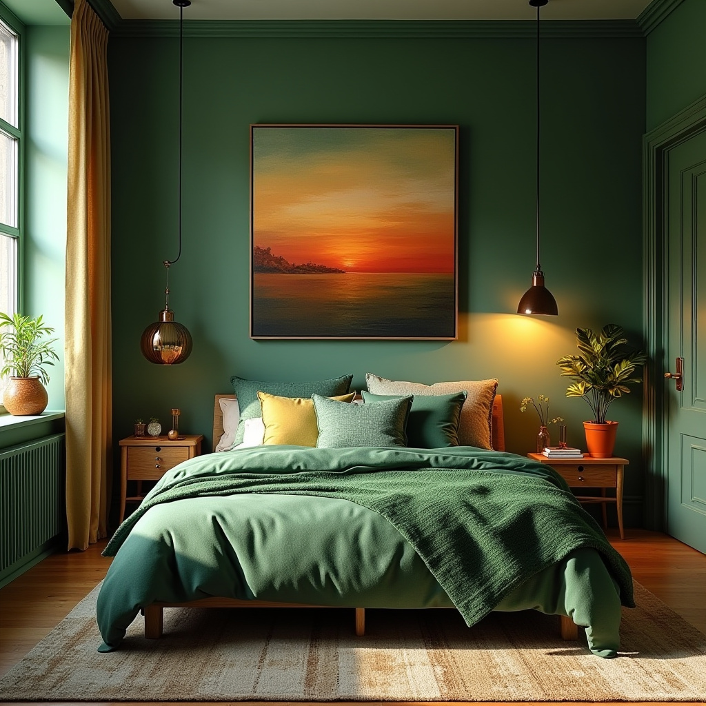 green boho bedroom 40
