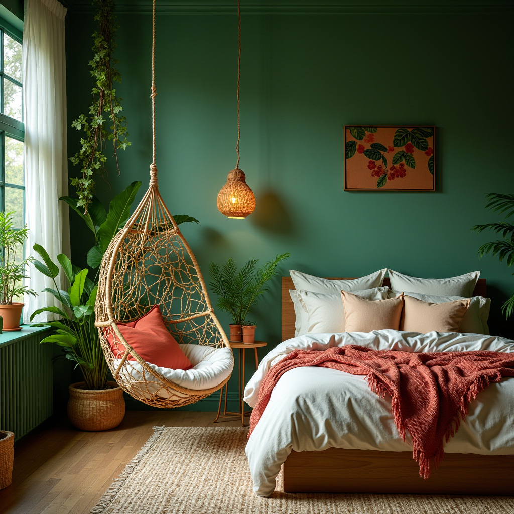 green boho bedroom 6