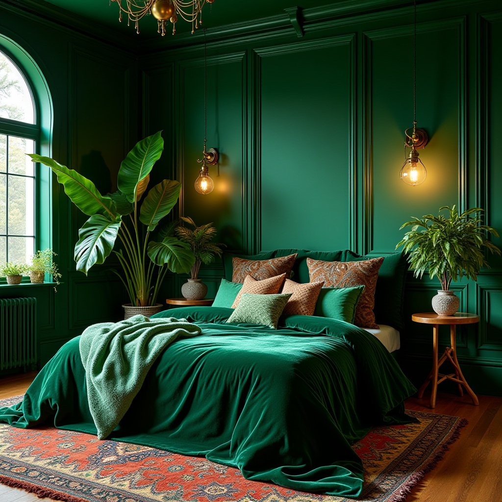 green boho bedroom 9