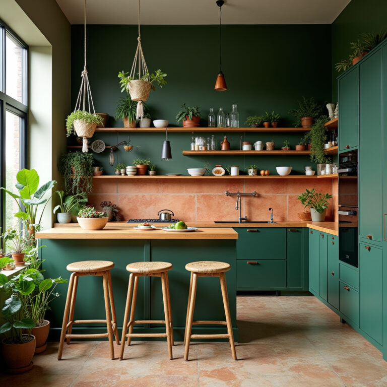 green boho kitchen 1