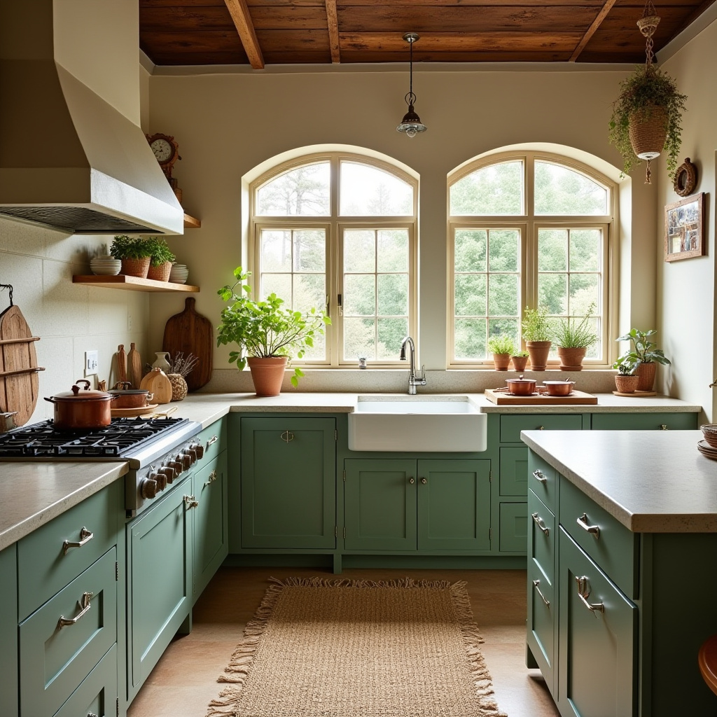 green boho kitchen 11