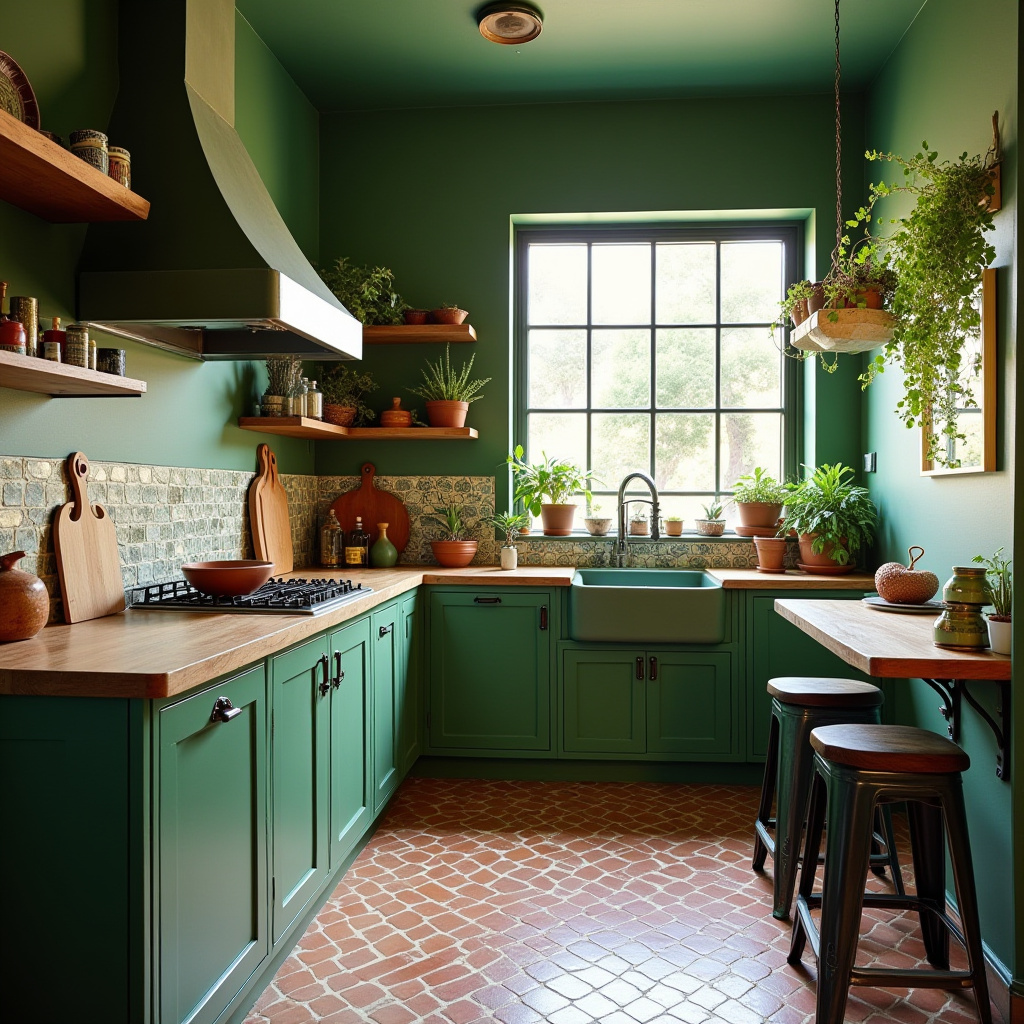 green boho kitchen 13