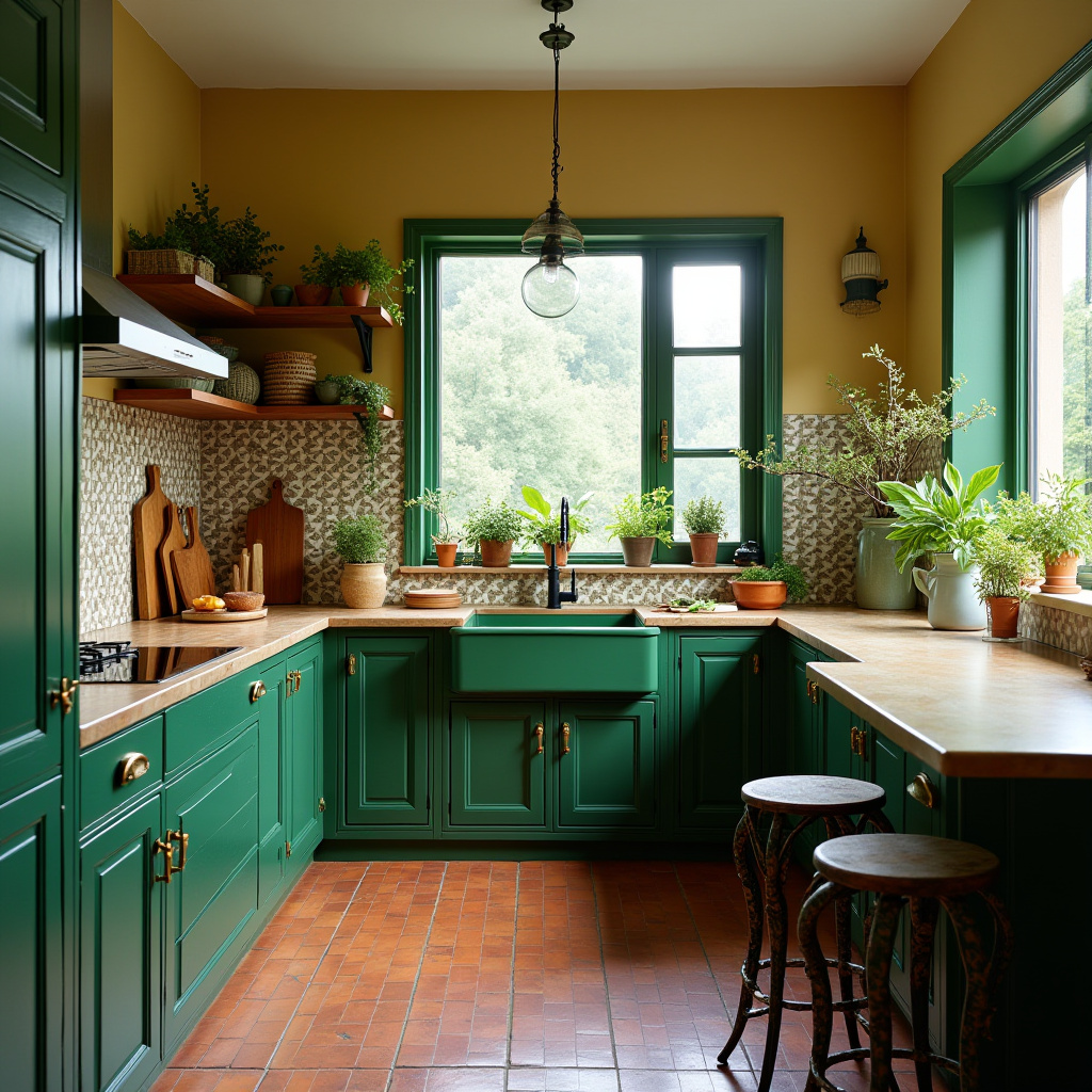 green boho kitchen 14