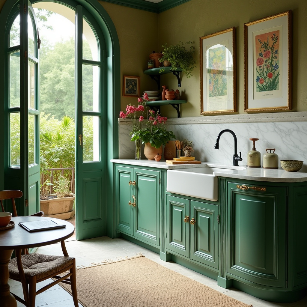 green boho kitchen 17