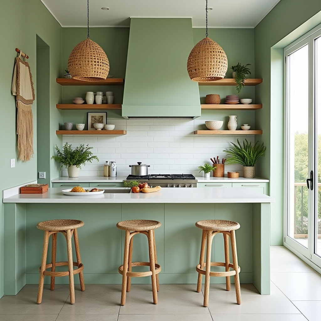 green boho kitchen 19