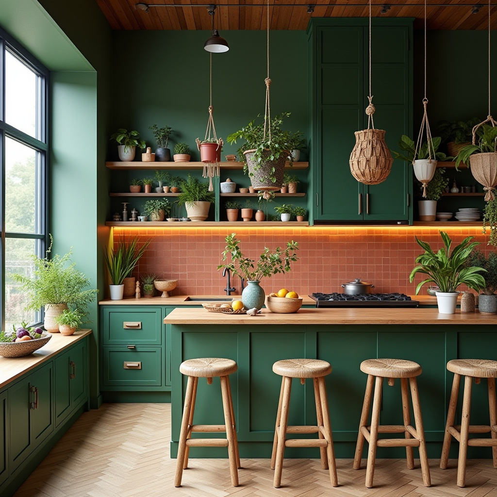 green boho kitchen 2