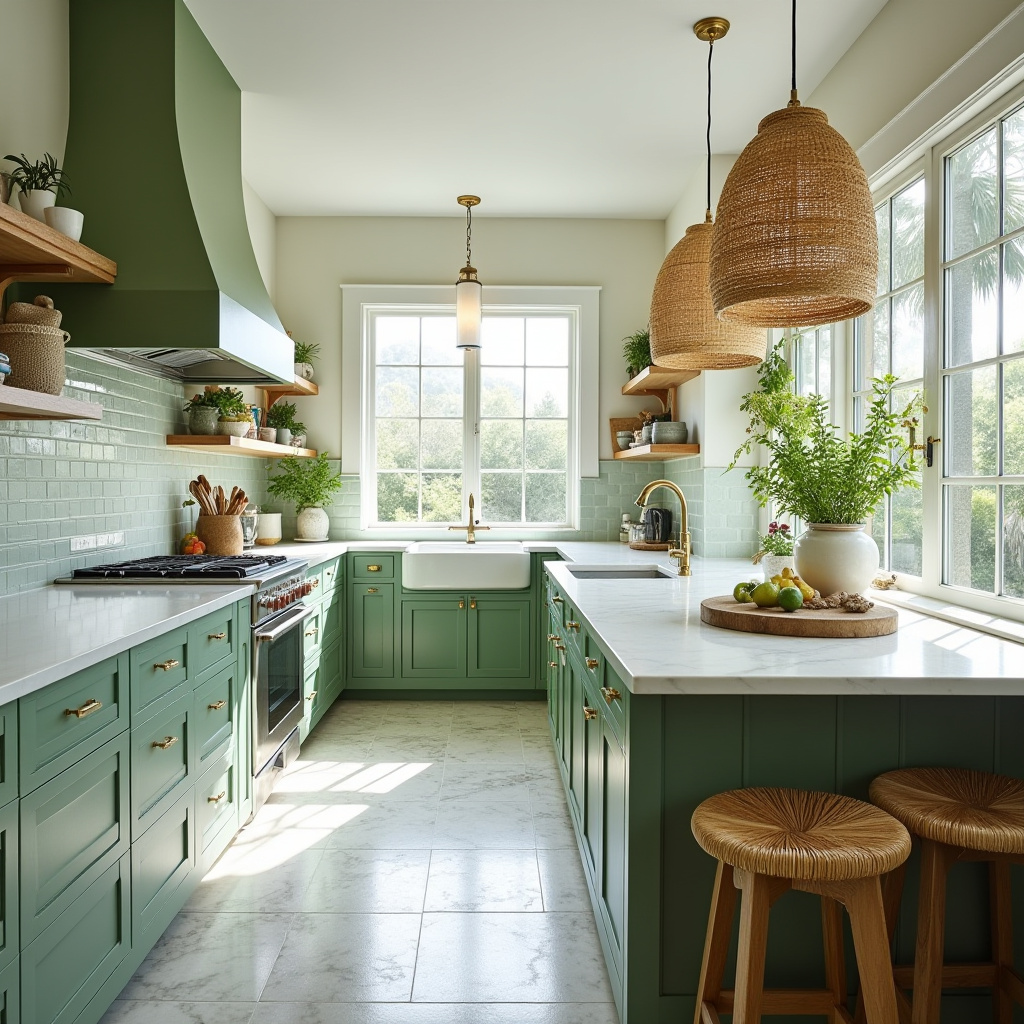 green boho kitchen 20