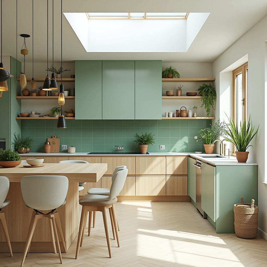 green boho kitchen 22
