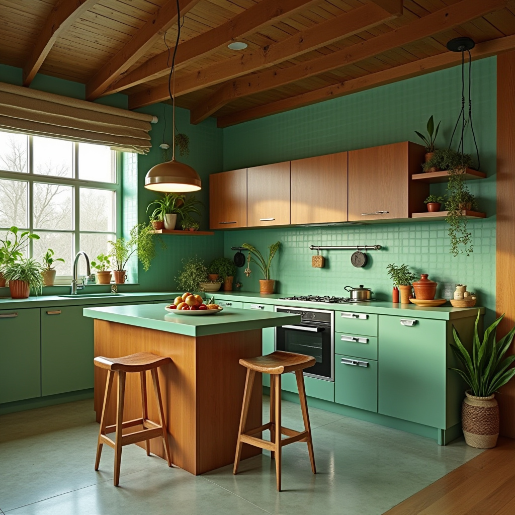 green boho kitchen 25