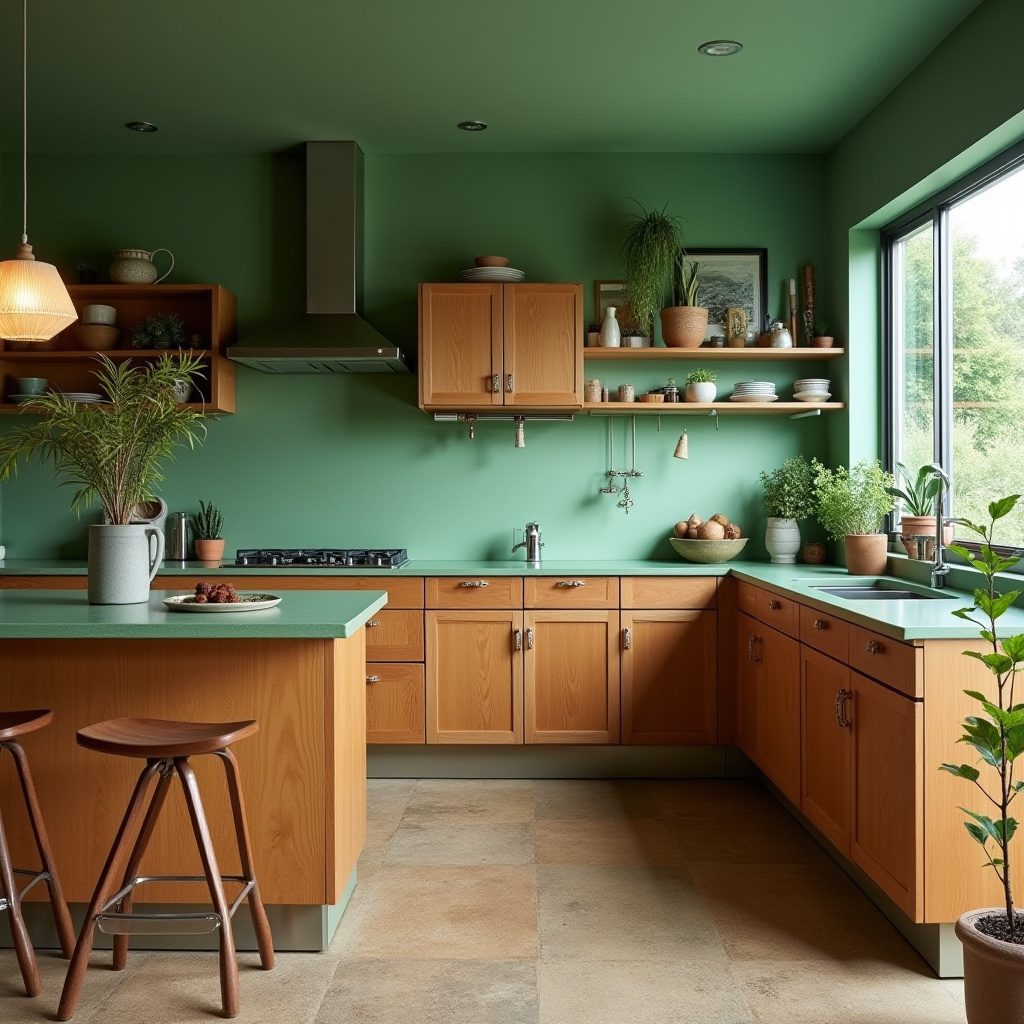 green boho kitchen 26
