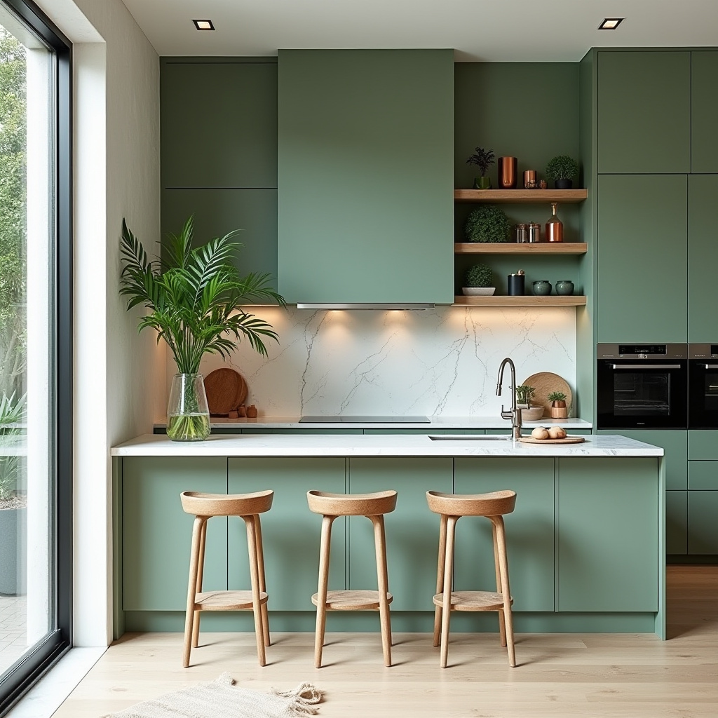 green boho kitchen 27