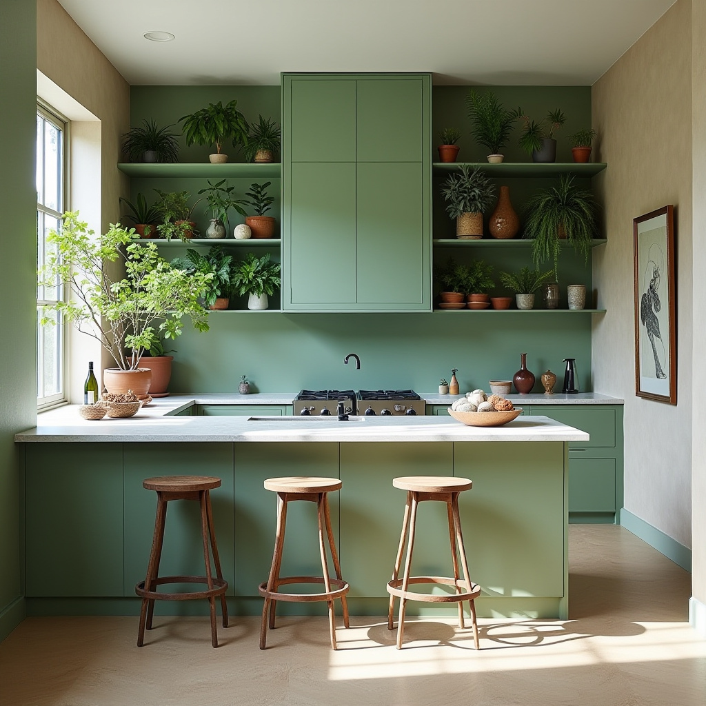 green boho kitchen 28