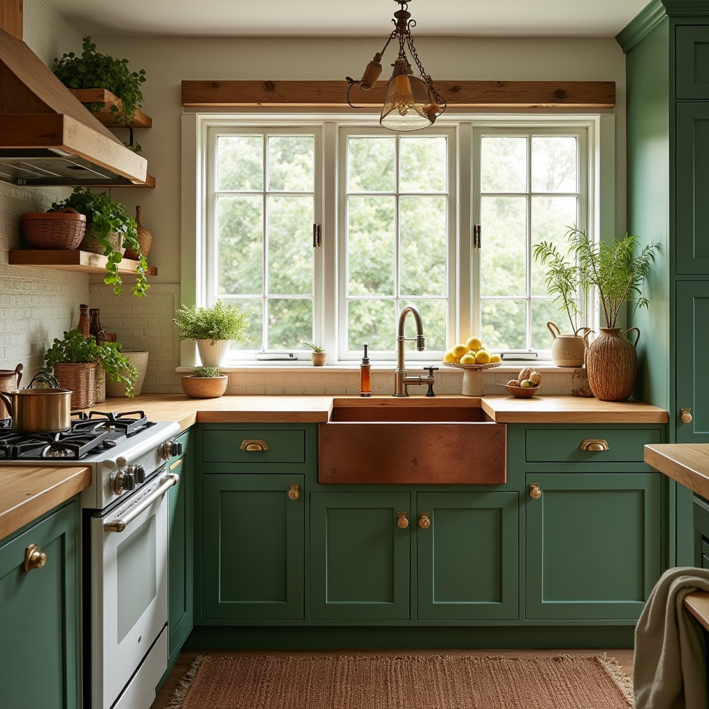 green boho kitchen 29