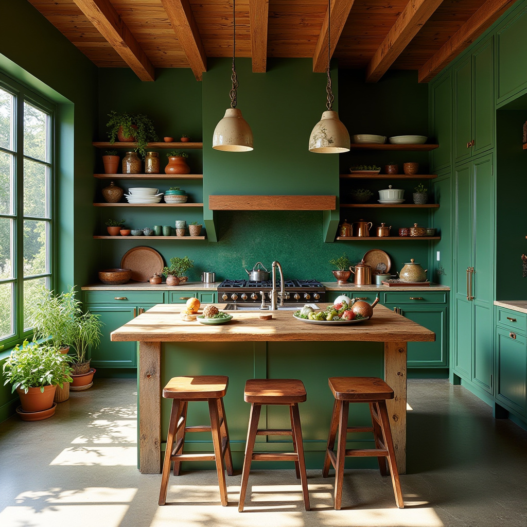 green boho kitchen 3