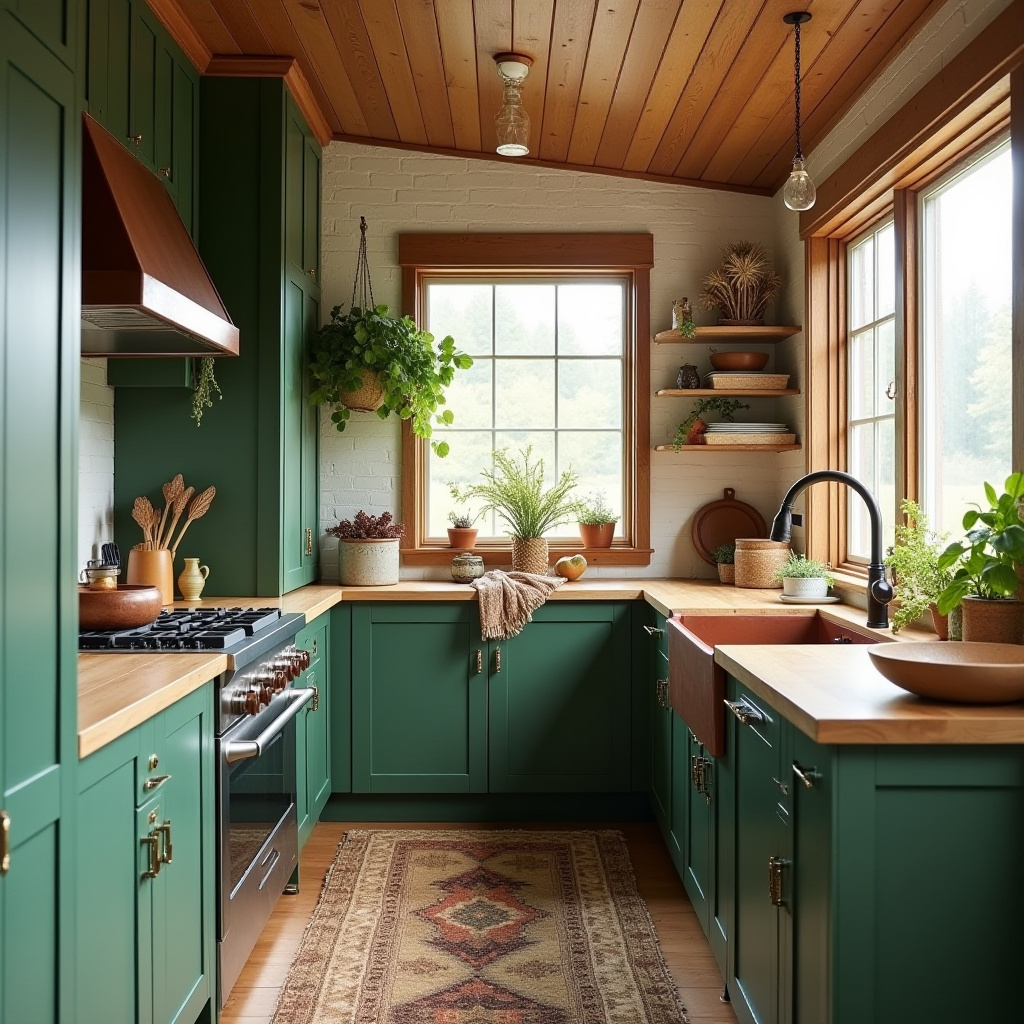 green boho kitchen 30