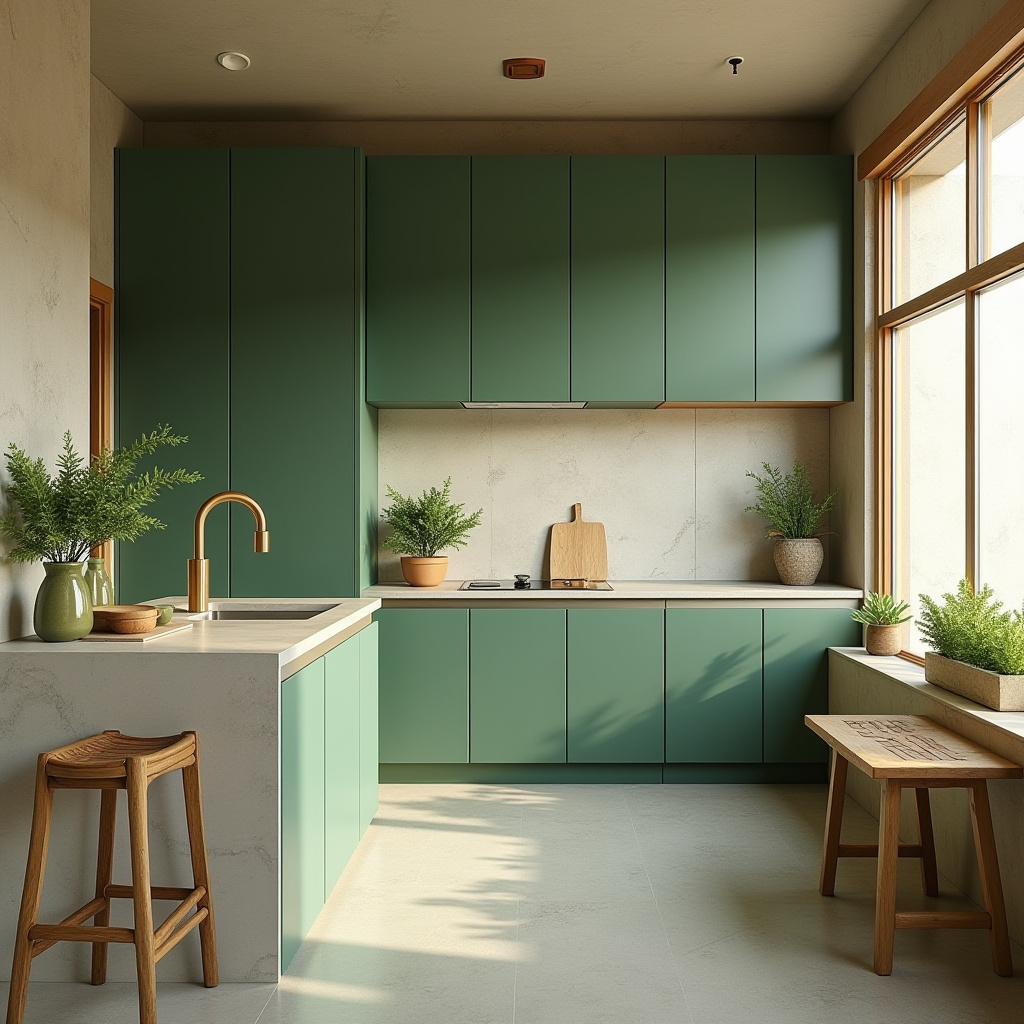 green boho kitchen 32