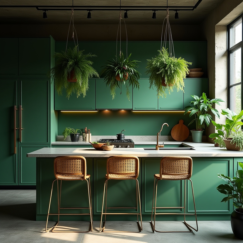 green boho kitchen 33