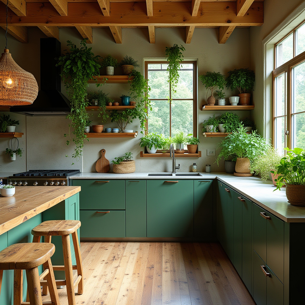 green boho kitchen 38
