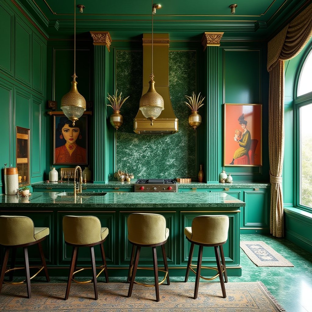 green boho kitchen 39