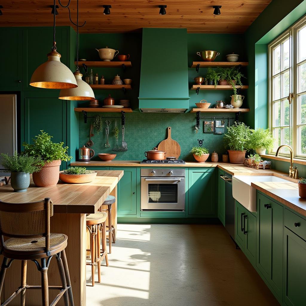 green boho kitchen 4