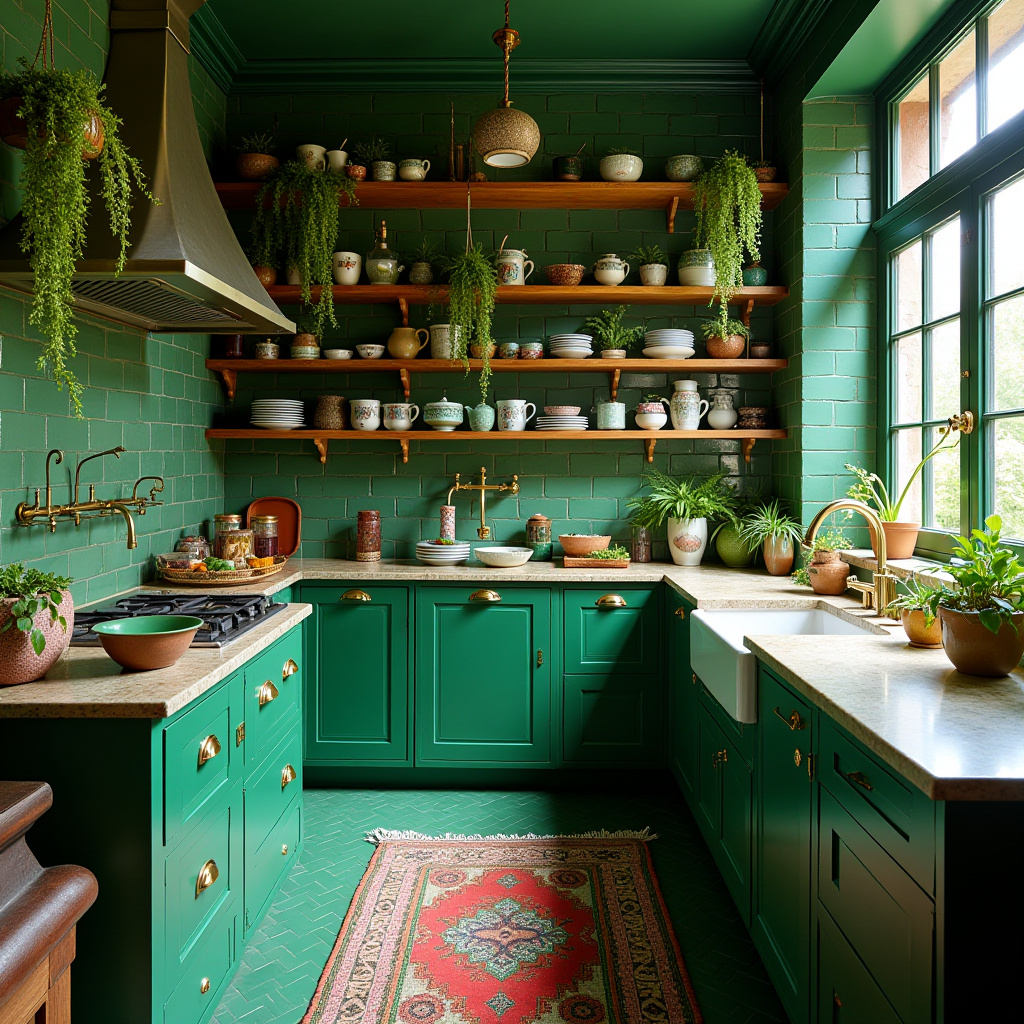 green boho kitchen 8