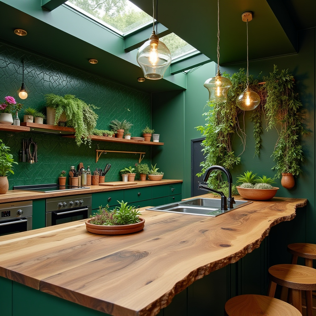 green boho kitchen 9