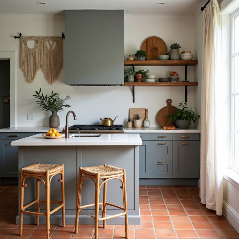 grey boho kitchen 1