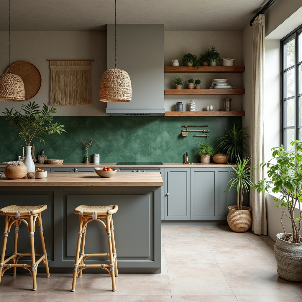 grey boho kitchen 12