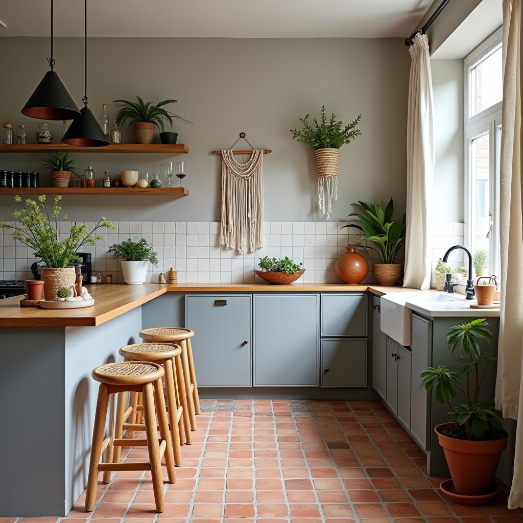 grey boho kitchen 2