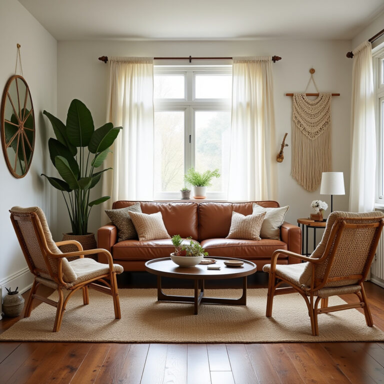 mid century boho living room 1