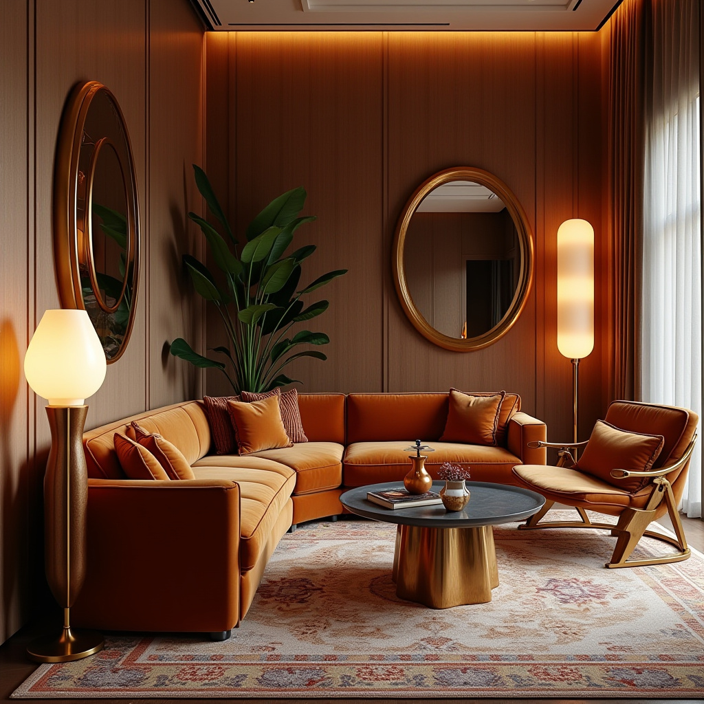 mid century boho living room 14