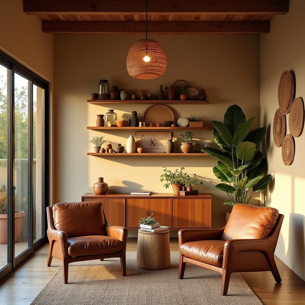 mid century boho living room 17