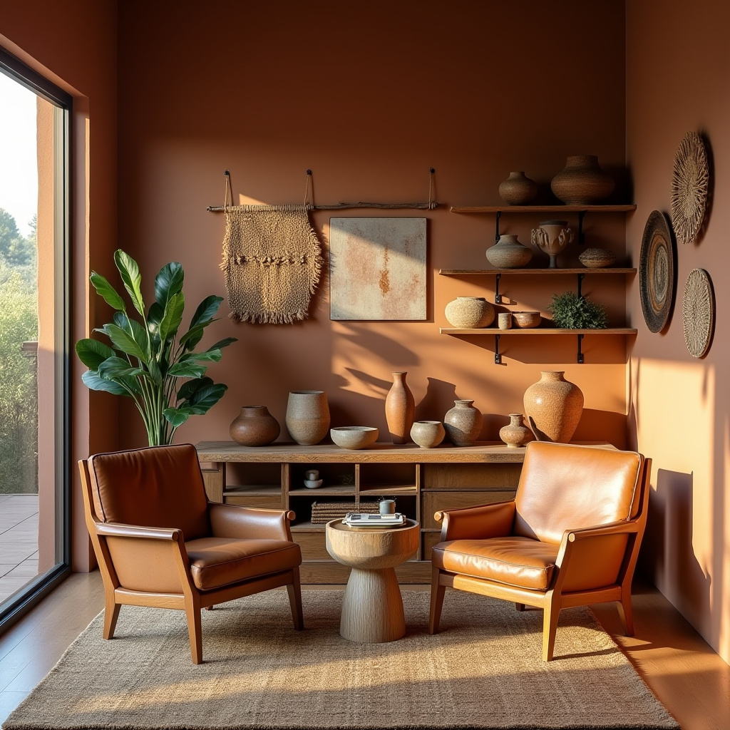 mid century boho living room 18