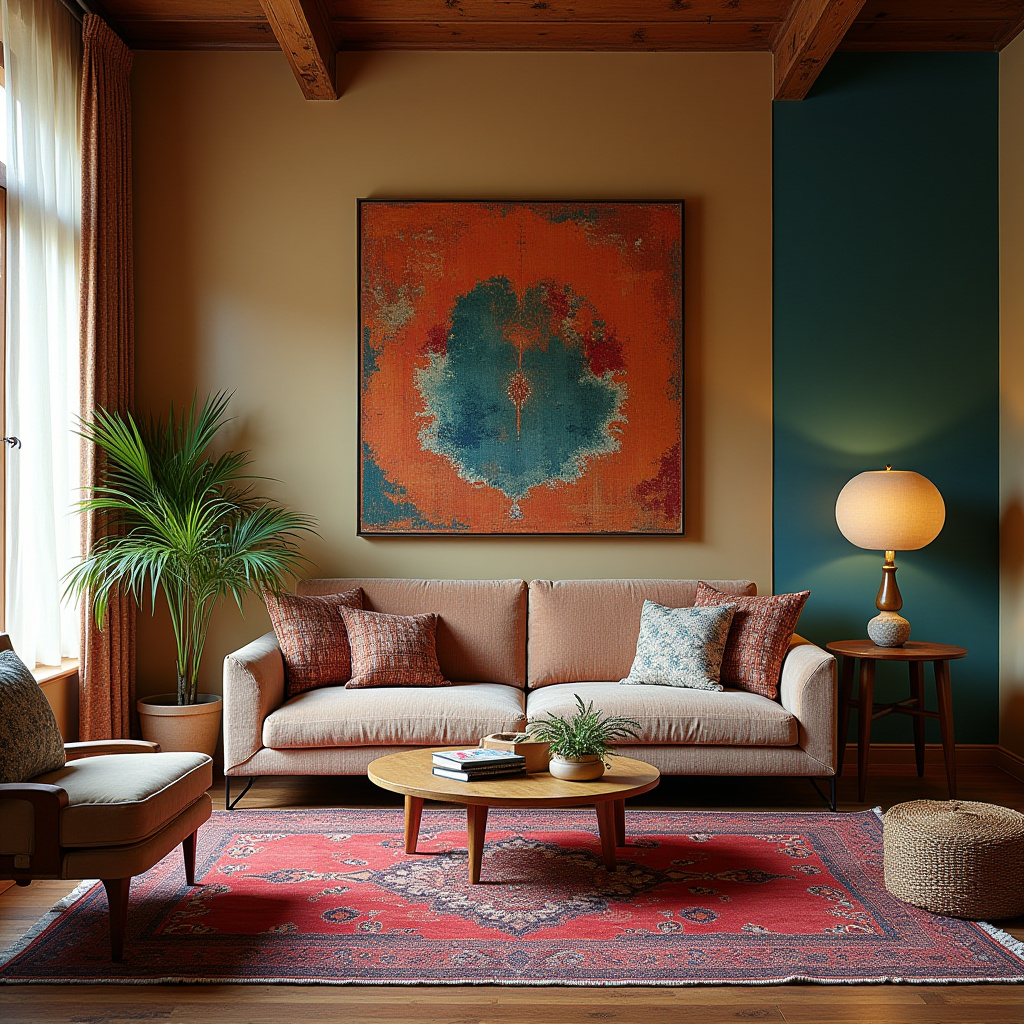 mid century boho living room 21