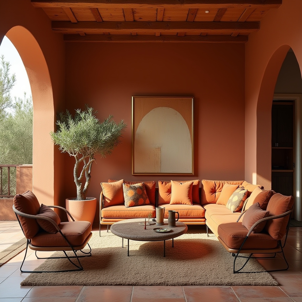 mid century boho living room 23