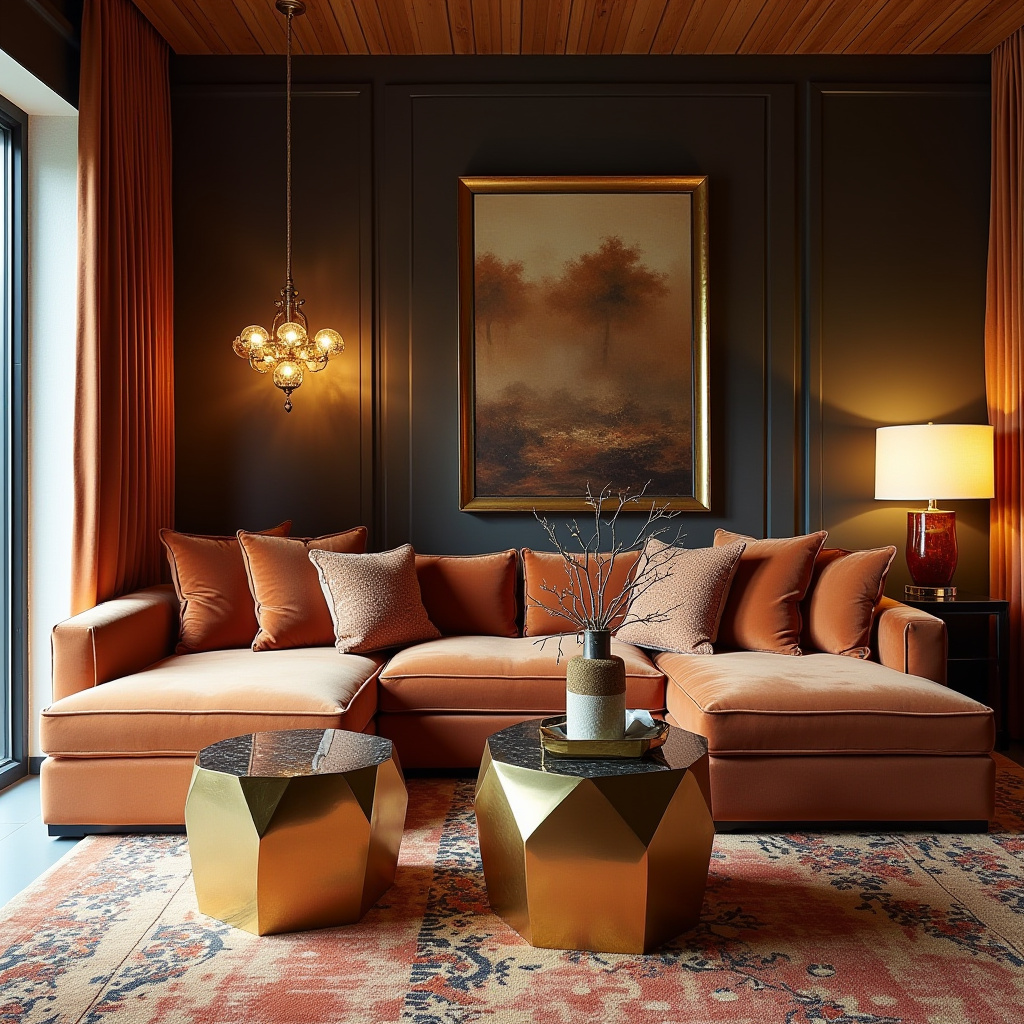 mid century boho living room 28