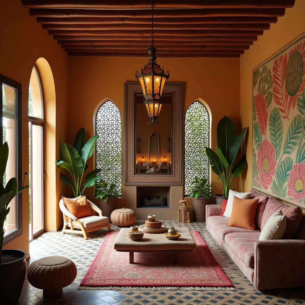 mid century boho living room 37