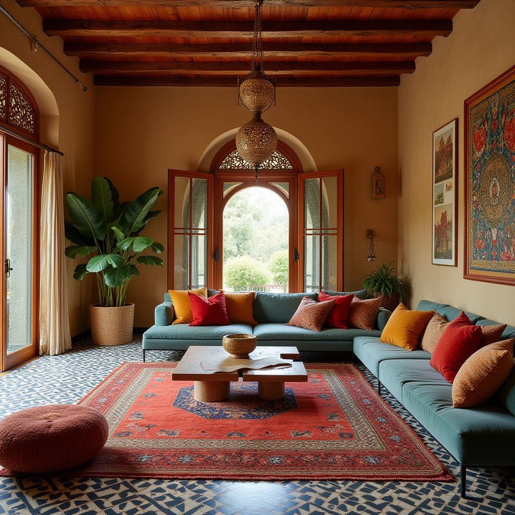 mid century boho living room 38