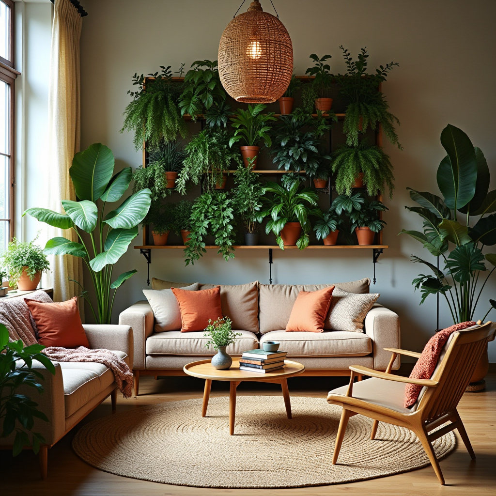 mid century boho living room 39