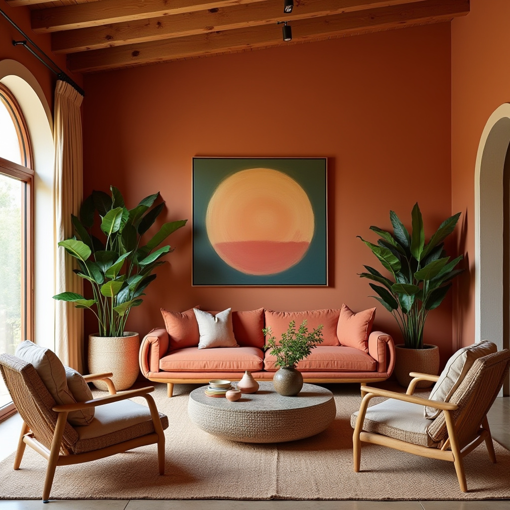 mid century boho living room 4