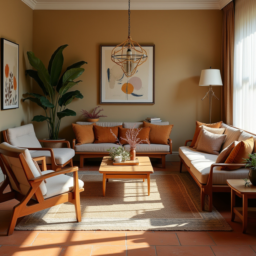 mid century boho living room 5