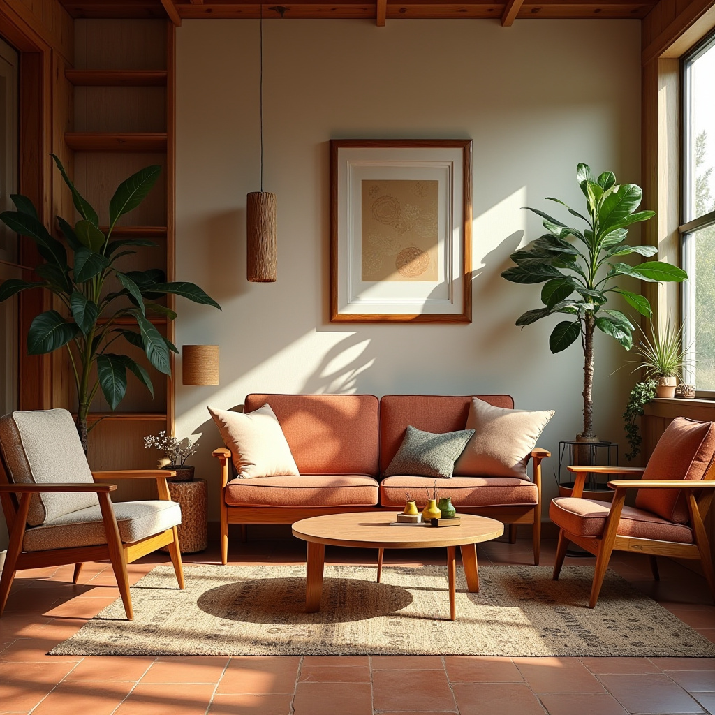 mid century boho living room 6