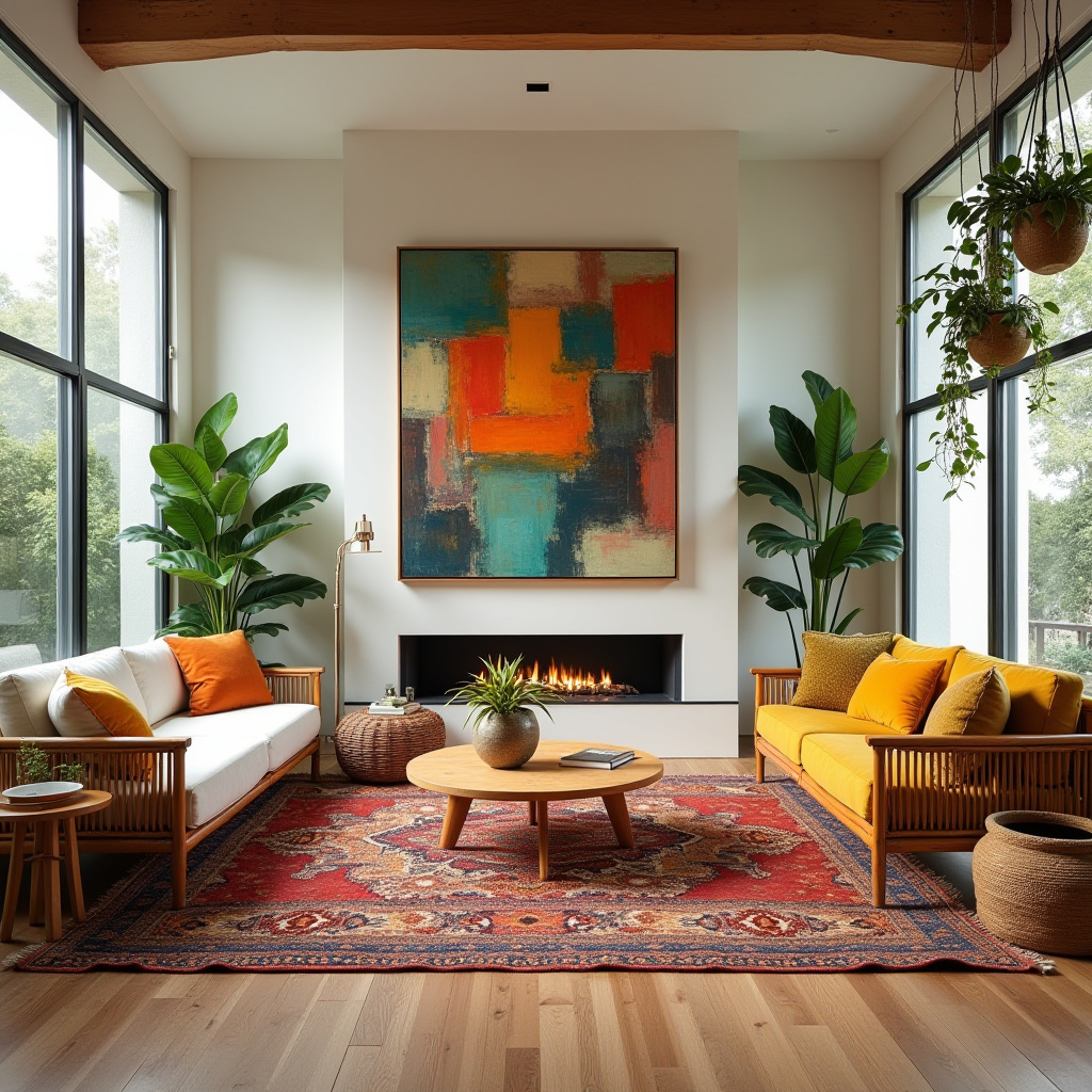 mid century boho living room 7
