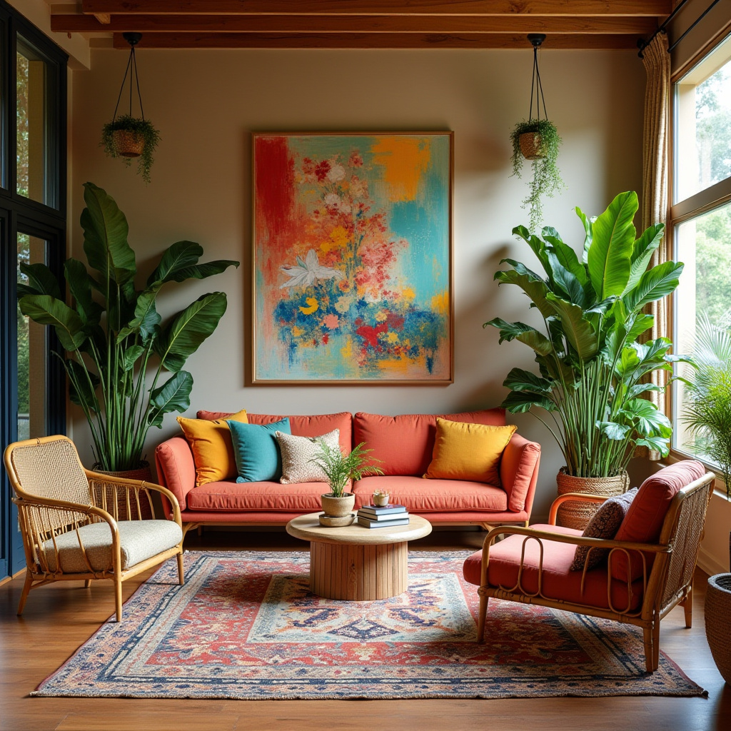 mid century boho living room 8