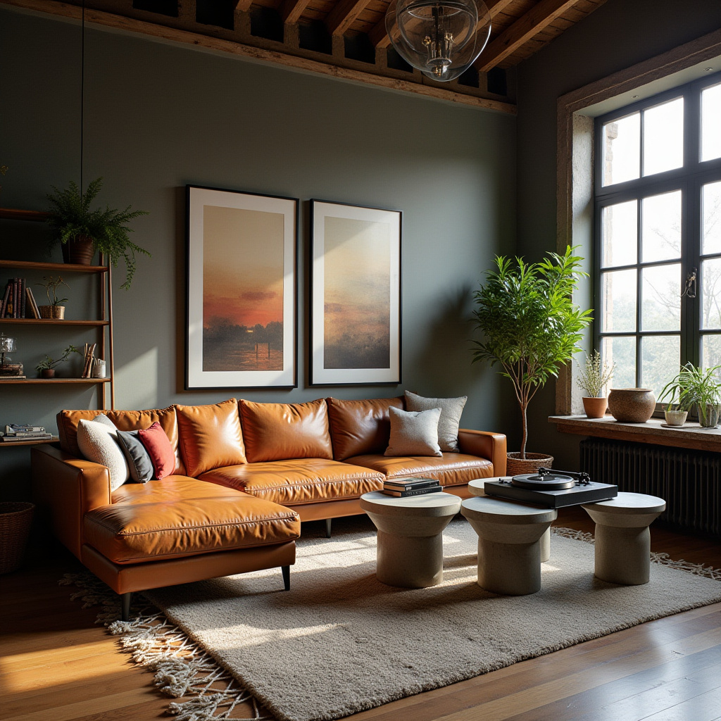 mid century boho living room 9