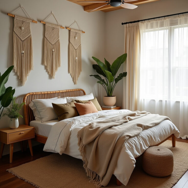 mid century modern boho bedroom 1