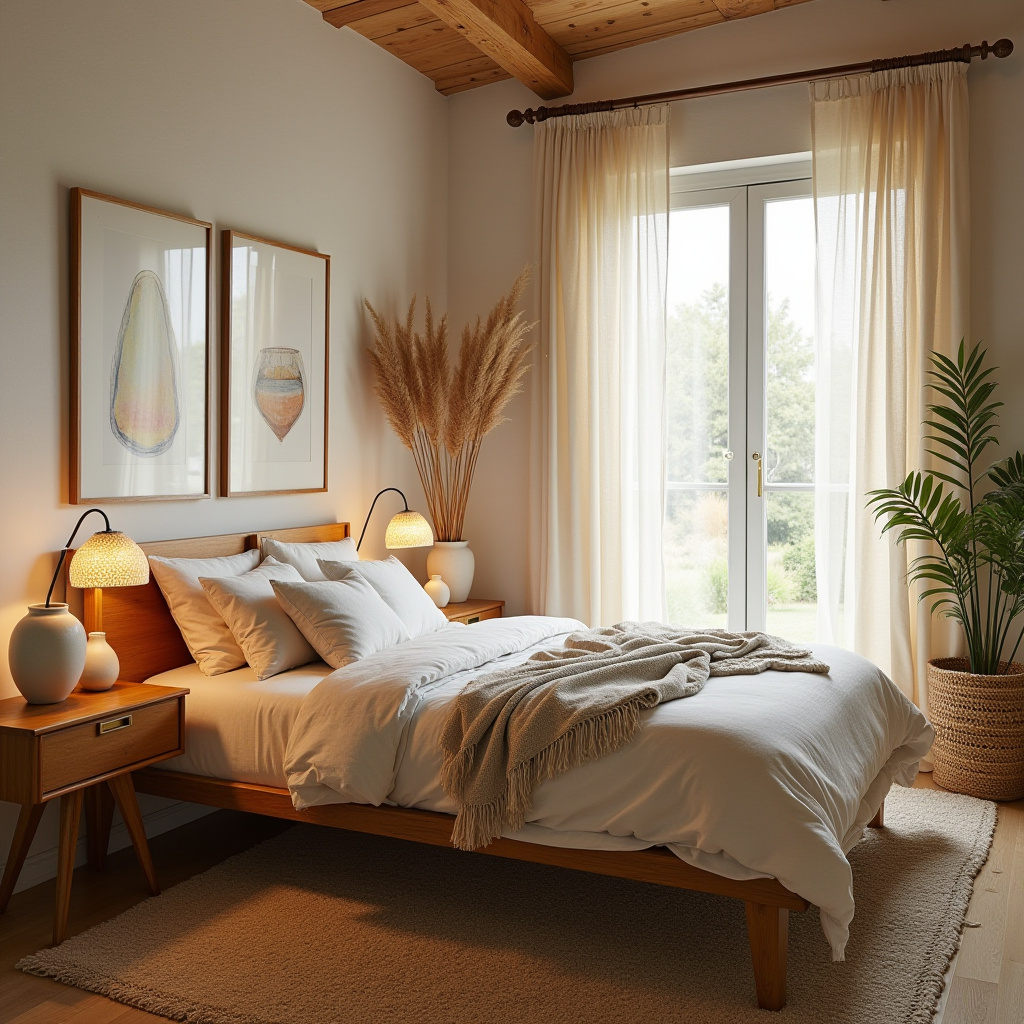 mid century modern boho bedroom 12