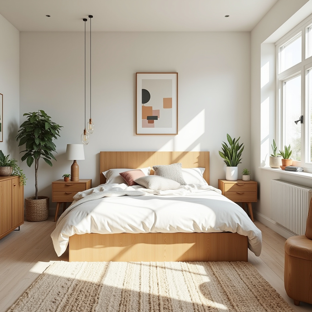mid century modern boho bedroom 14