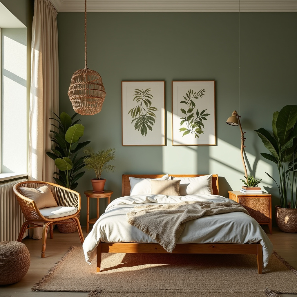 mid century modern boho bedroom 20